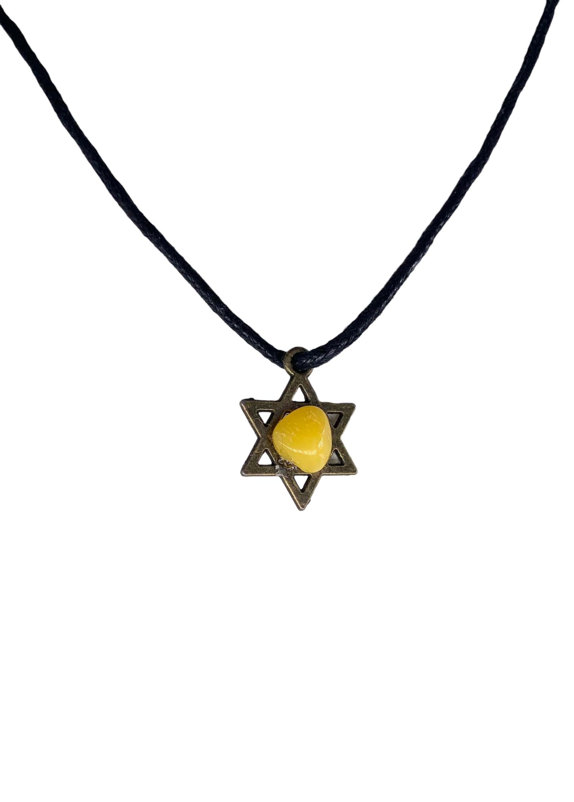 Natural Baltic amber Star of David pendant, Judaica, by KIZIMA® — handmade in USA, front view