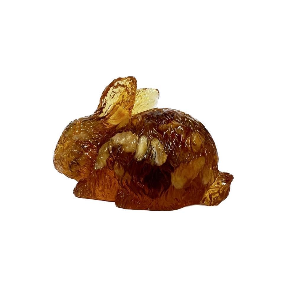 USA Handmade Miniature Figurine of an Baltic Amber Bunny Rabbit KIZIMA