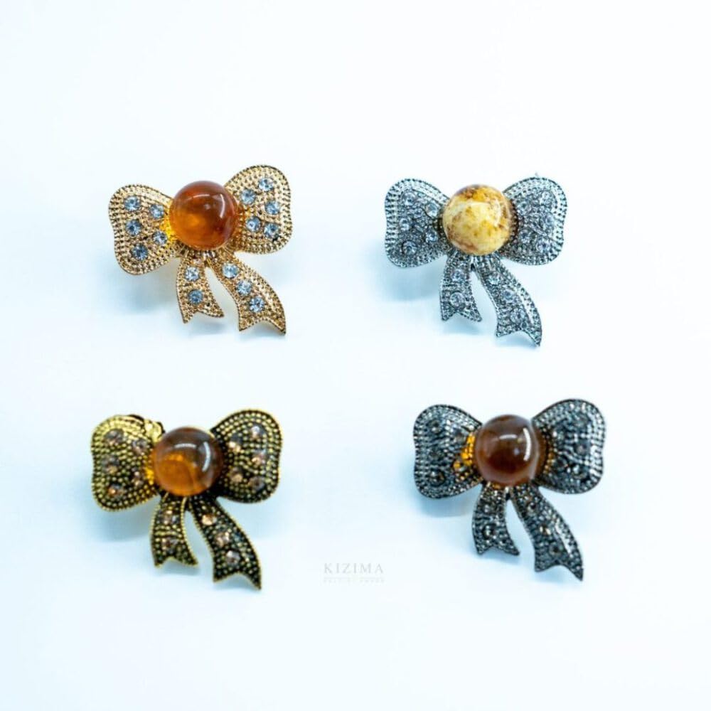 USA HANDMADE bow Brooch Amber Valentine's Day Gift KIZIMA