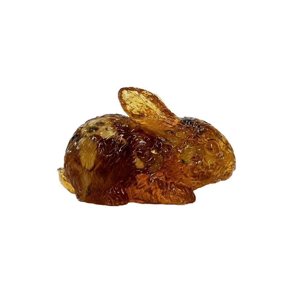 USA Handmade Miniature Figurine of an Baltic Amber Bunny Rabbit KIZIMA