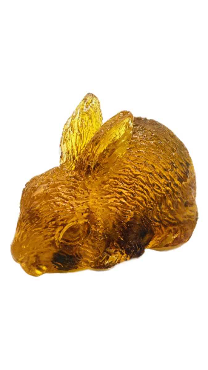 USA Handcrafted Amber Resin Rabbit Figurine, Decorative Golden Home Decor, Easter Collection KIZIMA