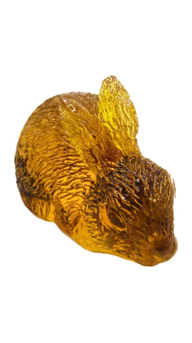 USA Handcrafted Amber Resin Rabbit Figurine, Decorative Golden Home Decor, Easter Collection KIZIMA