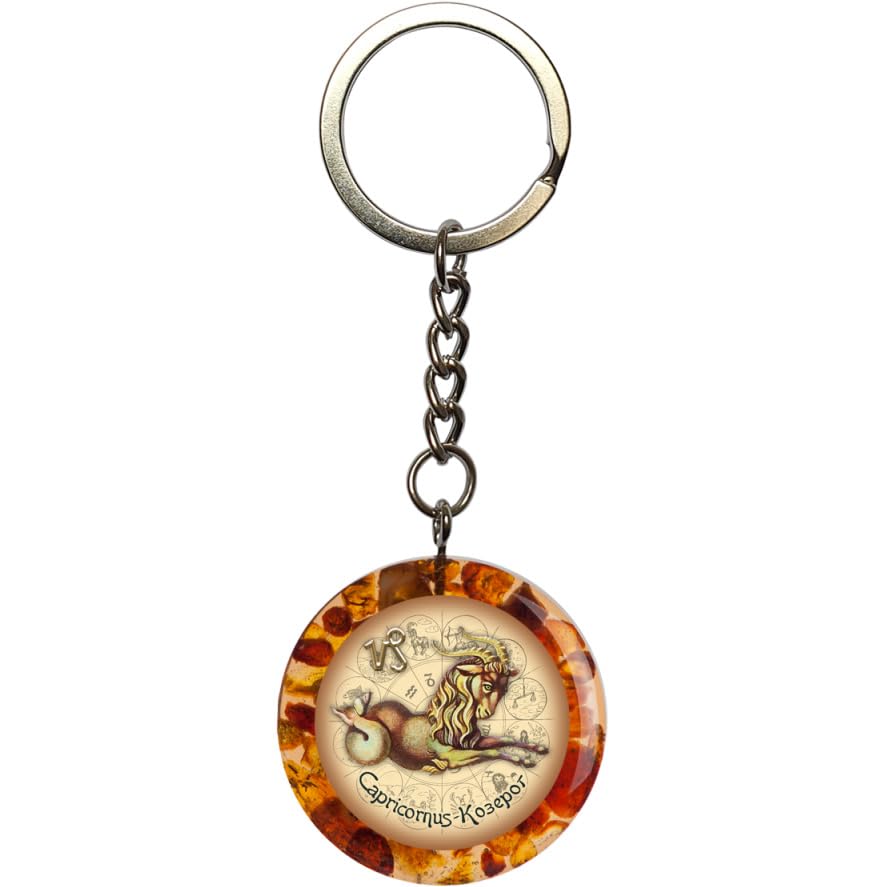 KIZIMA USA Handmade Baltic Amber Keychain Capricorn zodiac sign Gift 2026