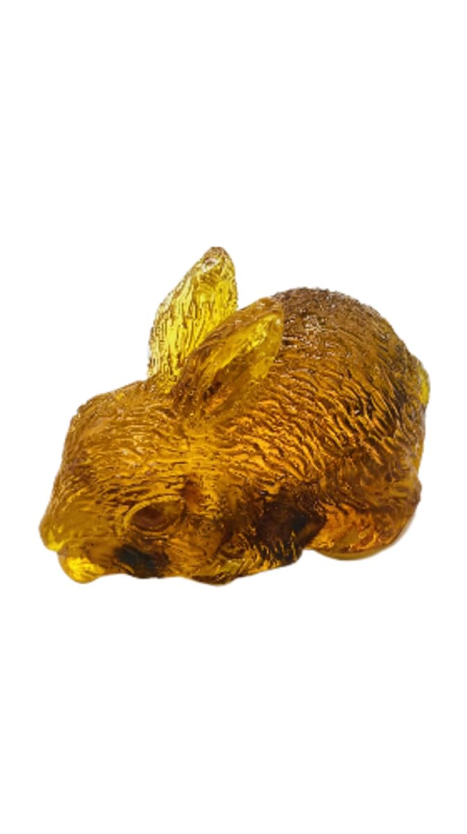 USA Handcrafted Amber Resin Rabbit Figurine, Decorative Golden Home Decor, Easter Collection KIZIMA