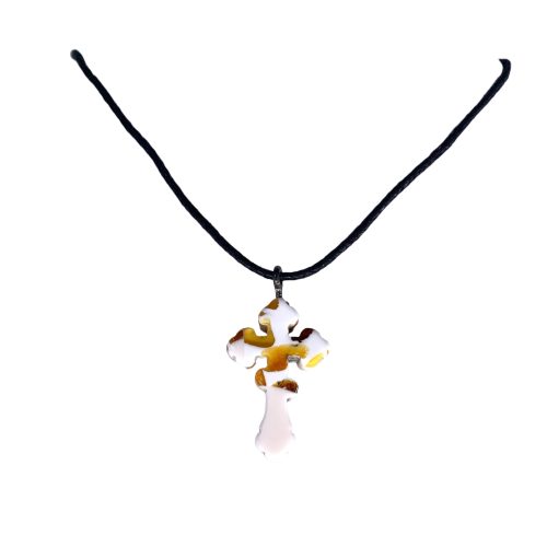 USA Cross Pendant Classic Christ Natural Baltic Amber Handmade New York Brooklyn KIZIMA