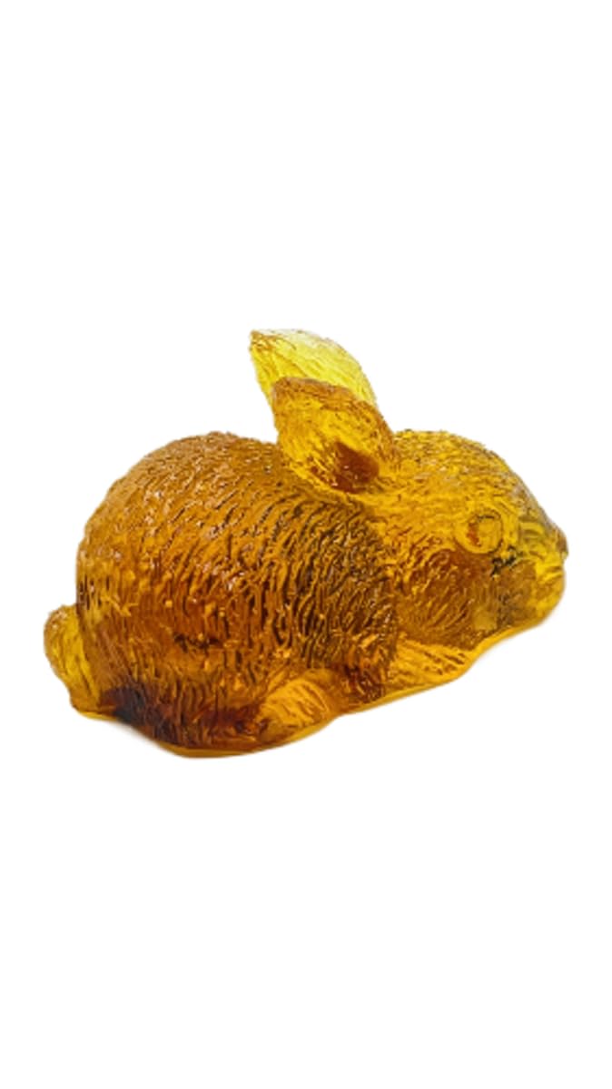 USA Handcrafted Amber Resin Rabbit Figurine, Decorative Golden Home Decor, Easter Collection KIZIMA