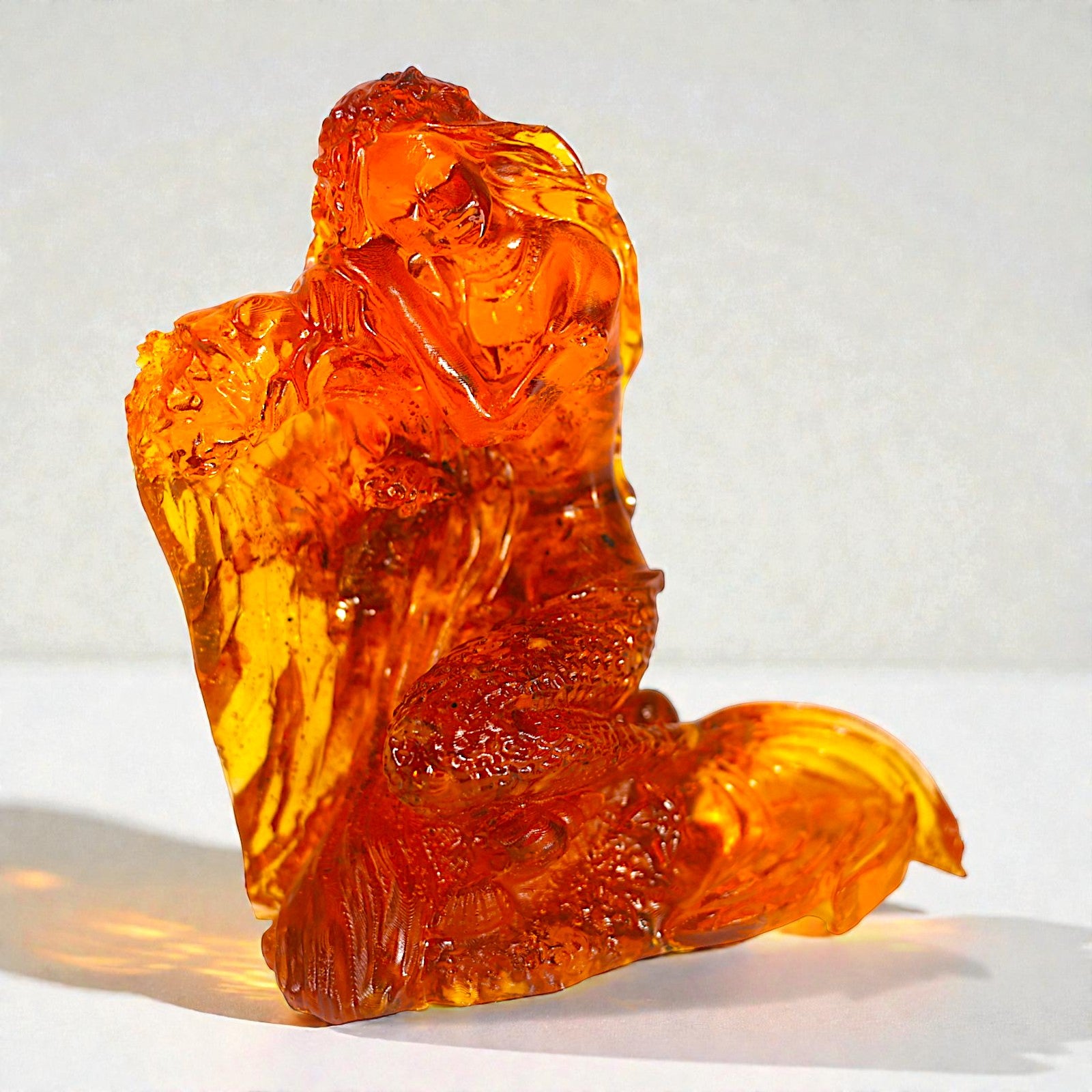 Mermaid Figurine on a Sea Wave, Handmade from Natural Baltic Amber by KIZIMA Brooklyn NY Unique Collectible Ocean Breeze Gift