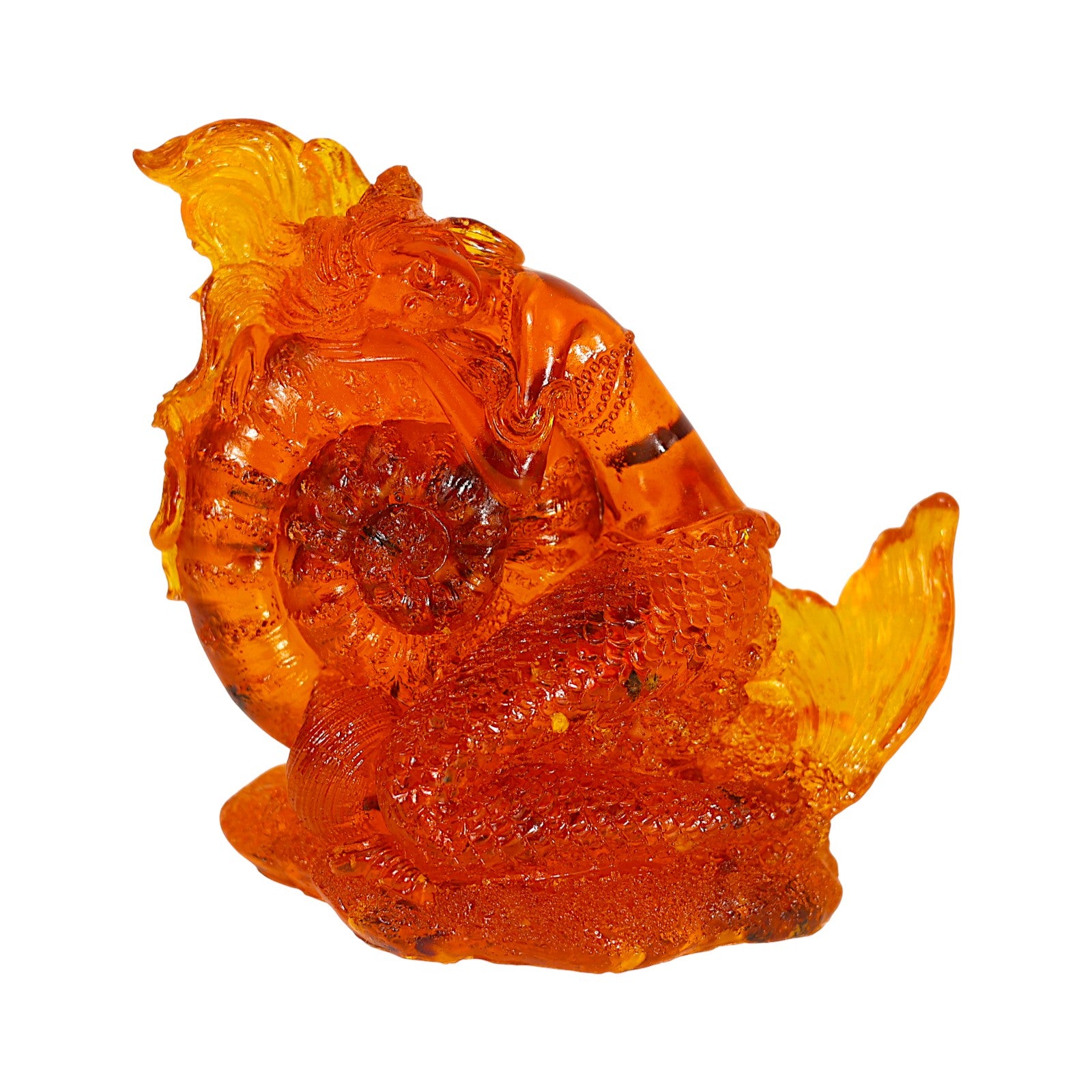 Unique Mermaid with Shell — Natural Baltic Amber Figurine | Handmade by KIZIMA, Brooklyn NY
