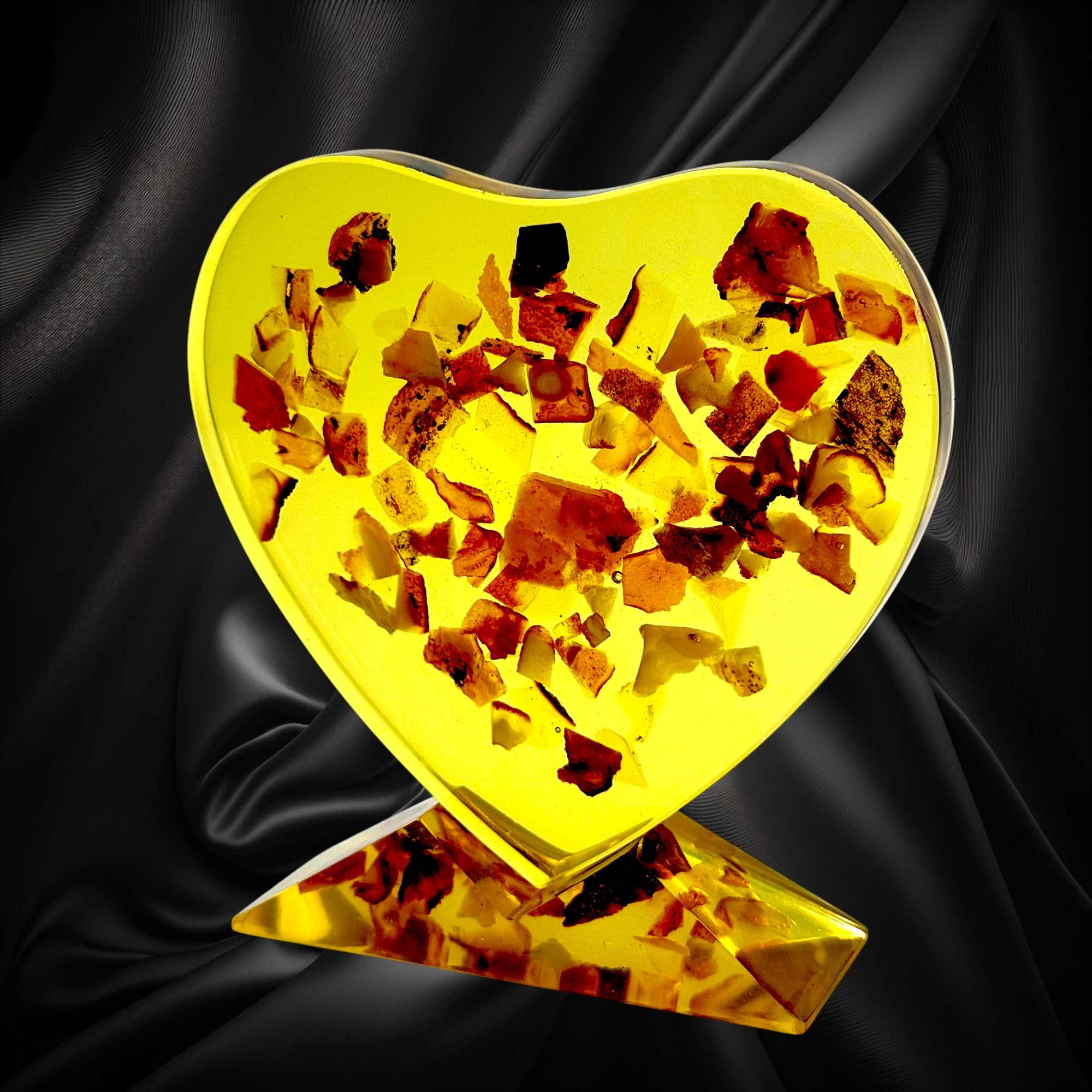 USA Amber Heart Handmade Decor – Valentine’s Day Gift – Luxury Home Accent – Romantic Gift