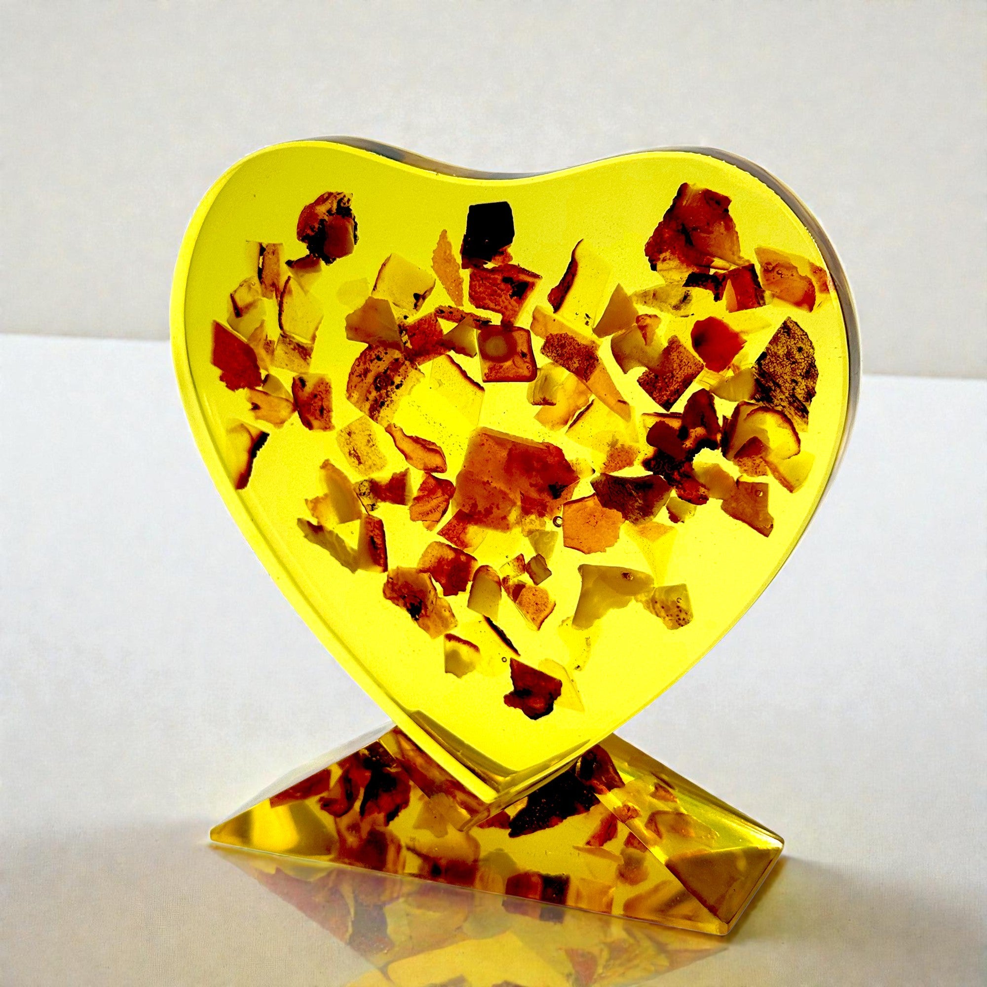 USA Amber Heart Handmade Decor – Valentine’s Day Gift – Luxury Home Accent – Romantic Gift