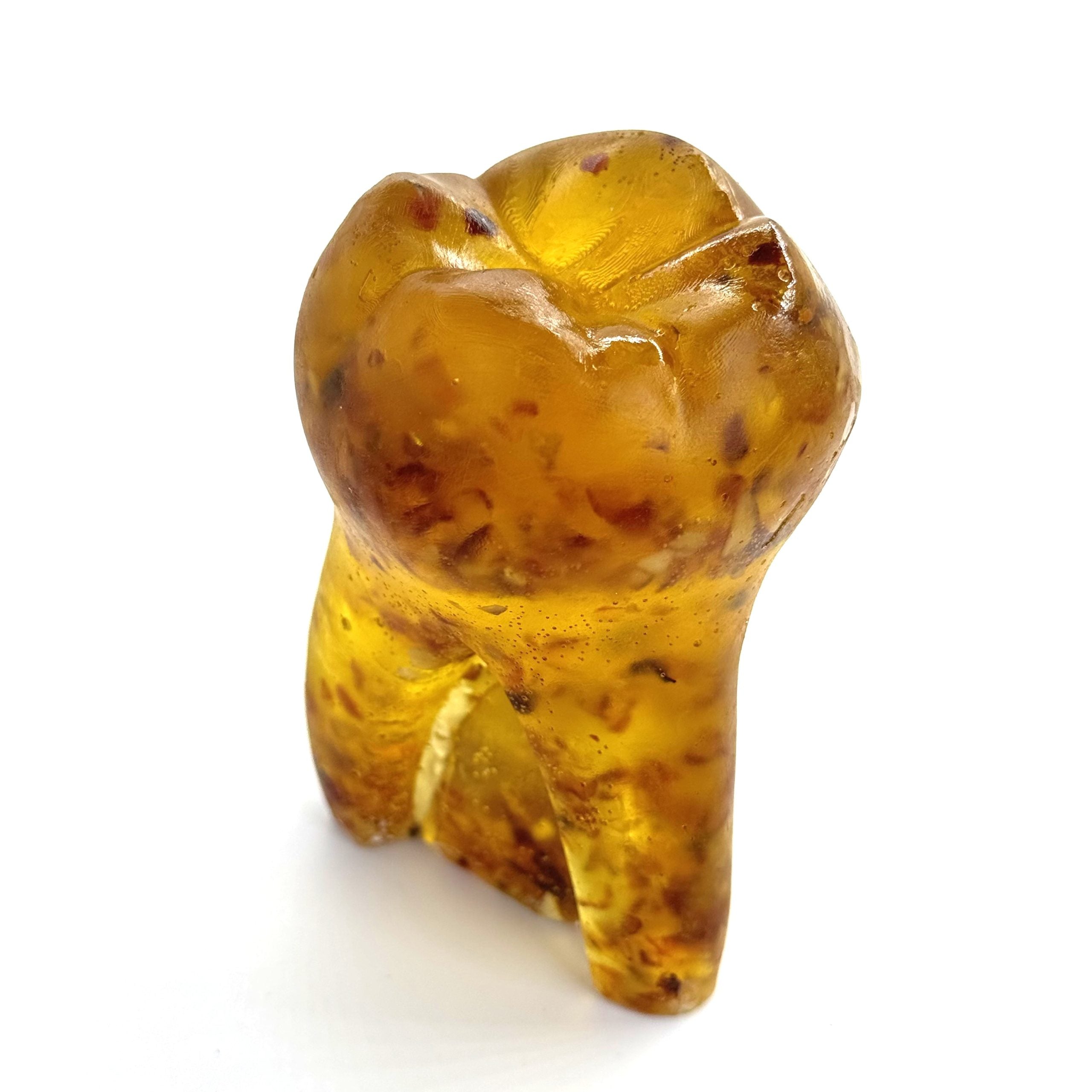 USA Handmade  Baltic amber tooth figurine gift to doctor KIZIMA