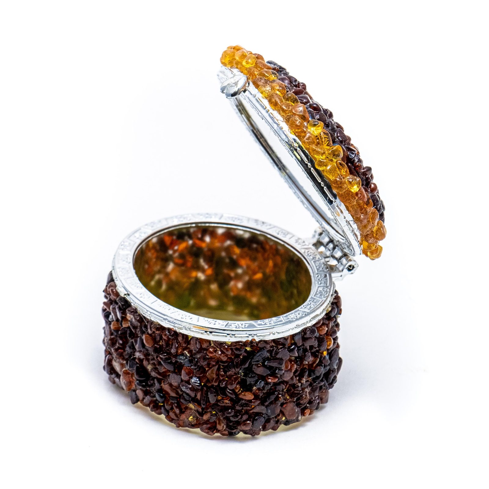 USA Amber Jewelry Box with Mirror | Genuine Baltic Amber | Handmade Gift for Her by KIZIMA