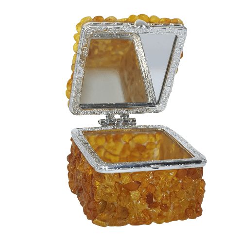 USA Handmade Natural Baltic Amber Box square KIZIMA