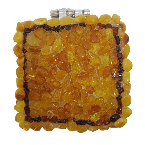 USA Handmade Natural Baltic Amber Box square KIZIMA