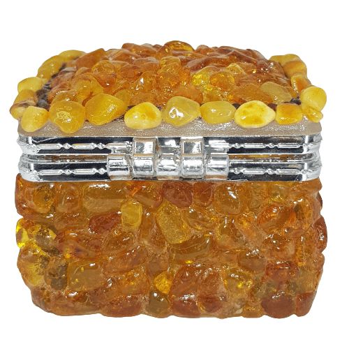 USA Handmade Natural Baltic Amber Box square KIZIMA