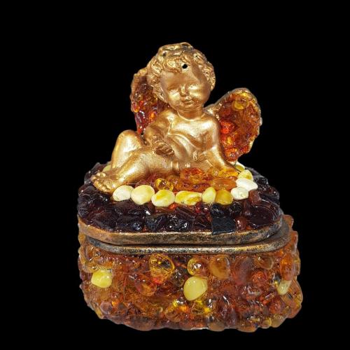 Luxury Heart-Shaped Amber Jewelry Box with Angel | Luxury Valentine’s Gift | KIZIMA USA