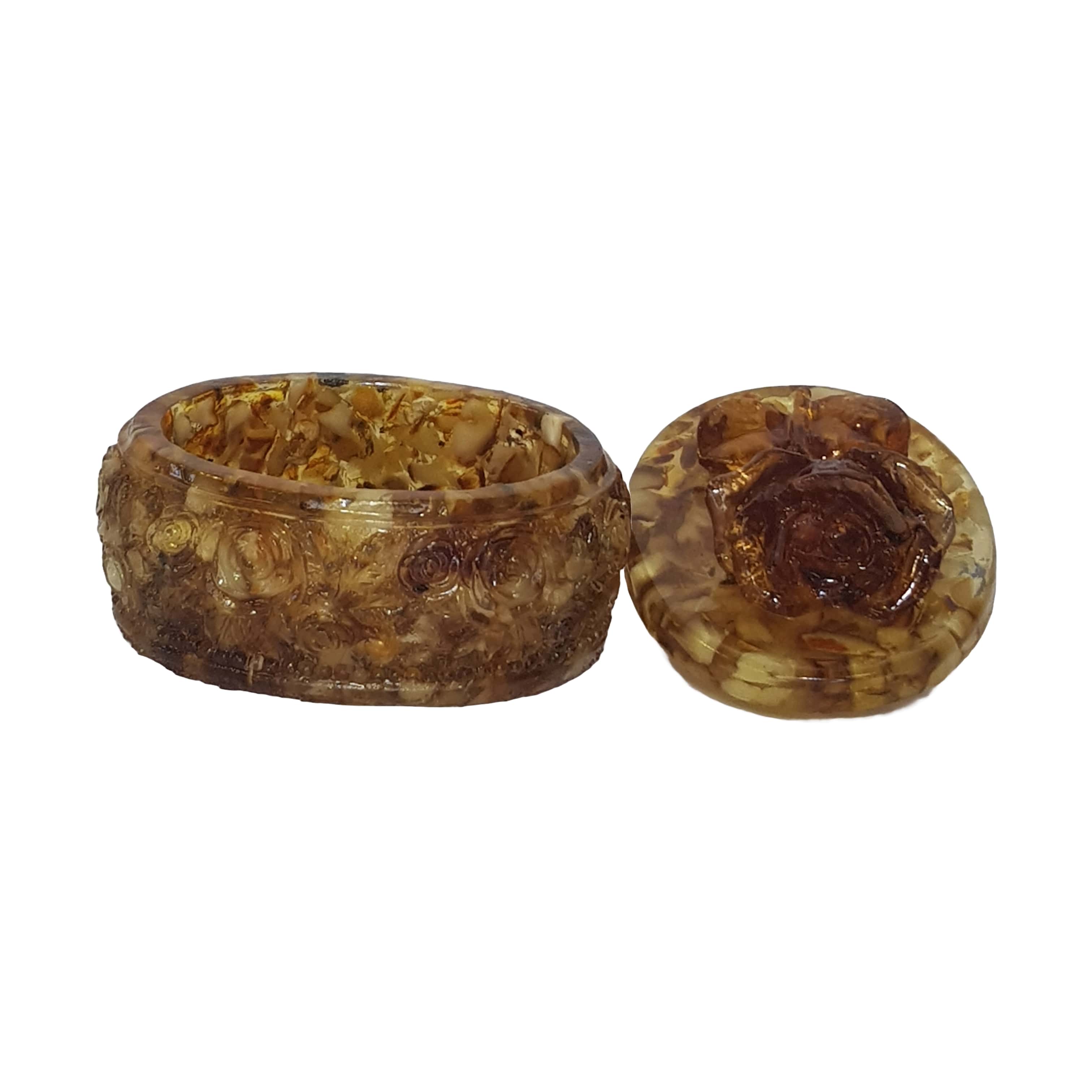 USA  Handmade Pressed Baltic Amber Jewelry Box KIZIMA