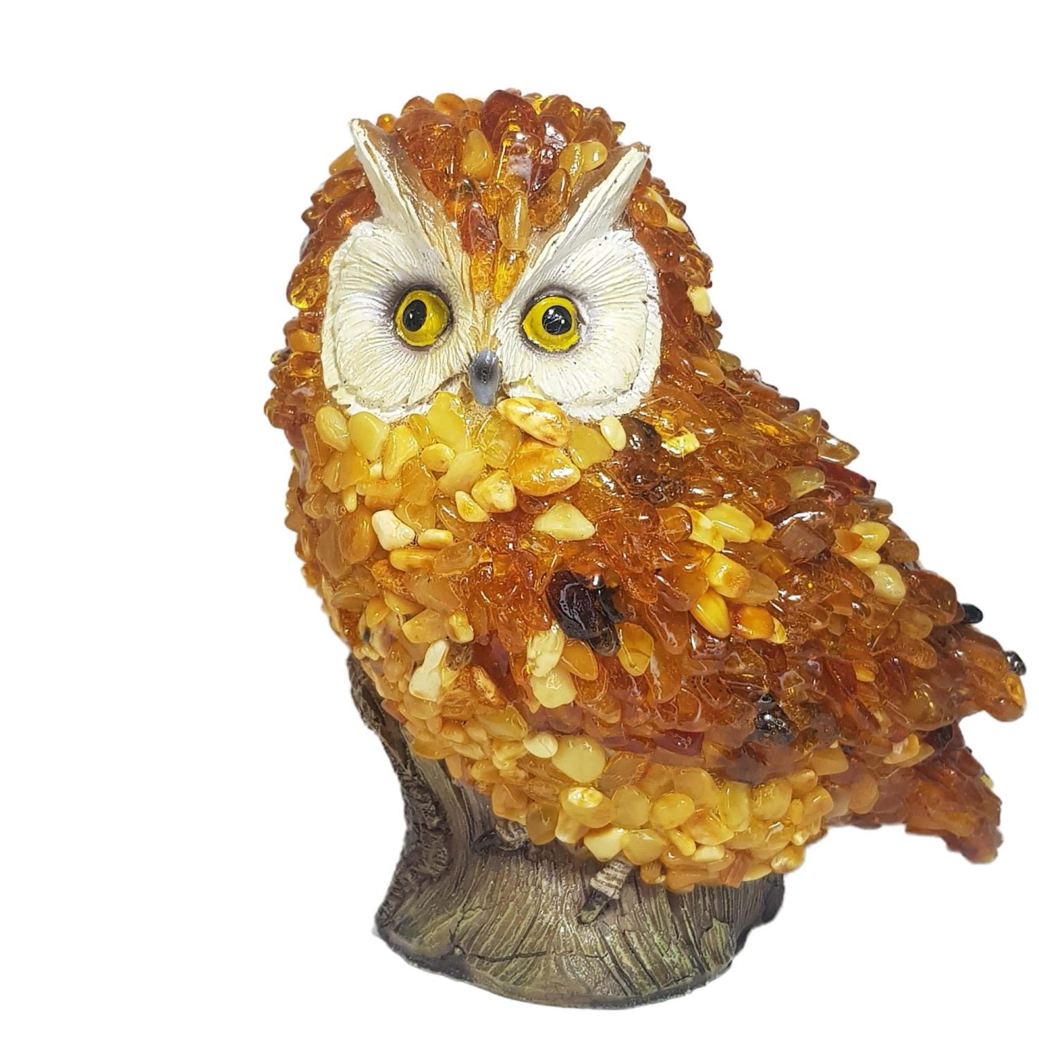 USA Handmade Amber Owl Figurine Natural Baltic Amber KIZIMA