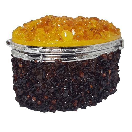 USA Fait main Naturel Ambre Baltique Boîte à Bijoux Miroir Cœur Cadeau Saint-Valentin KIZIMA USA