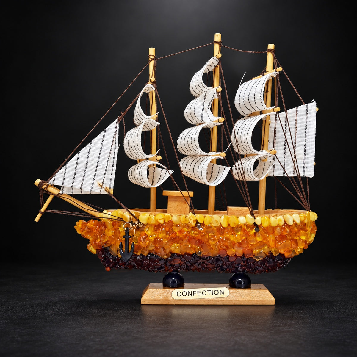 KIZIMA Sailing ship model 5599267 on a charcoal studio background.
