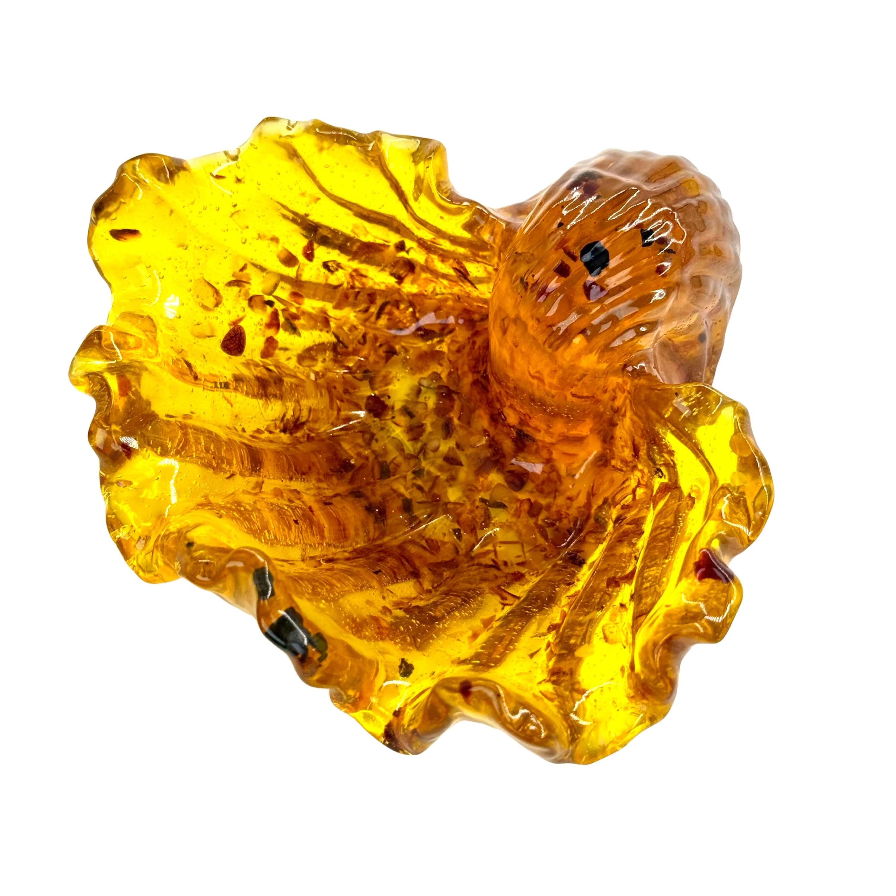 Exclusive Handmade Shell Candy Bowl with Natural Baltic Amber | Unique Table Decor, Luxury Gift for Her, Christmas, KIZIMA USA