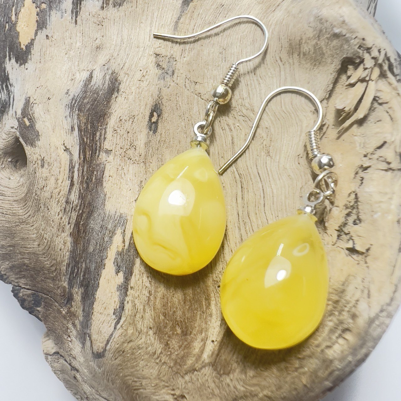 USA Handmade drop Earrings with Solar Amber KIZIMA