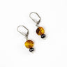 Handmade Baltic amber ball and pendant earrings by KIZIMA® — natural amber jewelry, made in USA