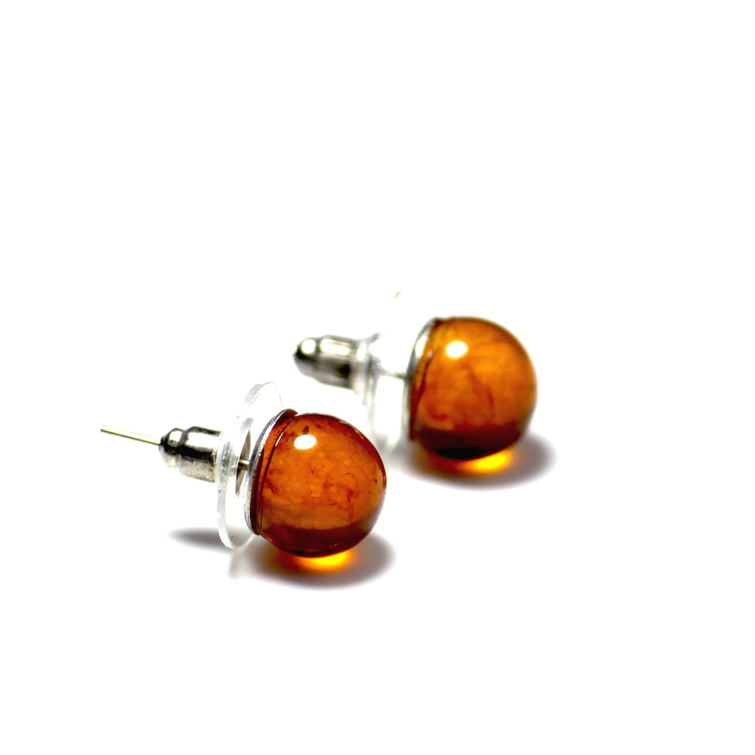 Boucles d'oreilles clous en ambre de la Baltique faites à la main USA KIZIMA – Cadeau tendance pour femme – Bijoux de Noël et de Saint-Valentin