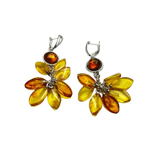 USA Handmade Earrings Multi-colored Bouquet of Amber KIZIMA