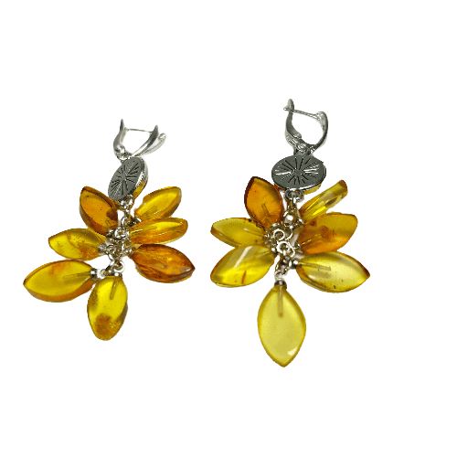 USA Handmade Earrings Multi-colored Bouquet of Amber KIZIMA