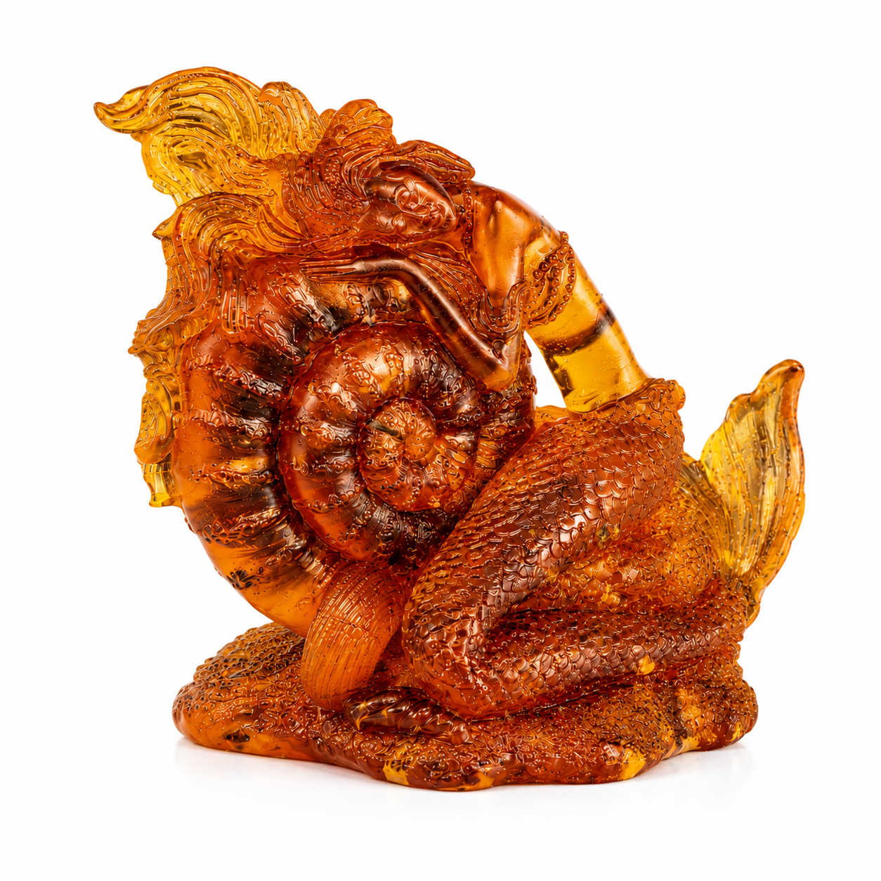 Mermaid with Shell Baltic Amber Sculptures Figurine — Made in USA | KIZIMA®