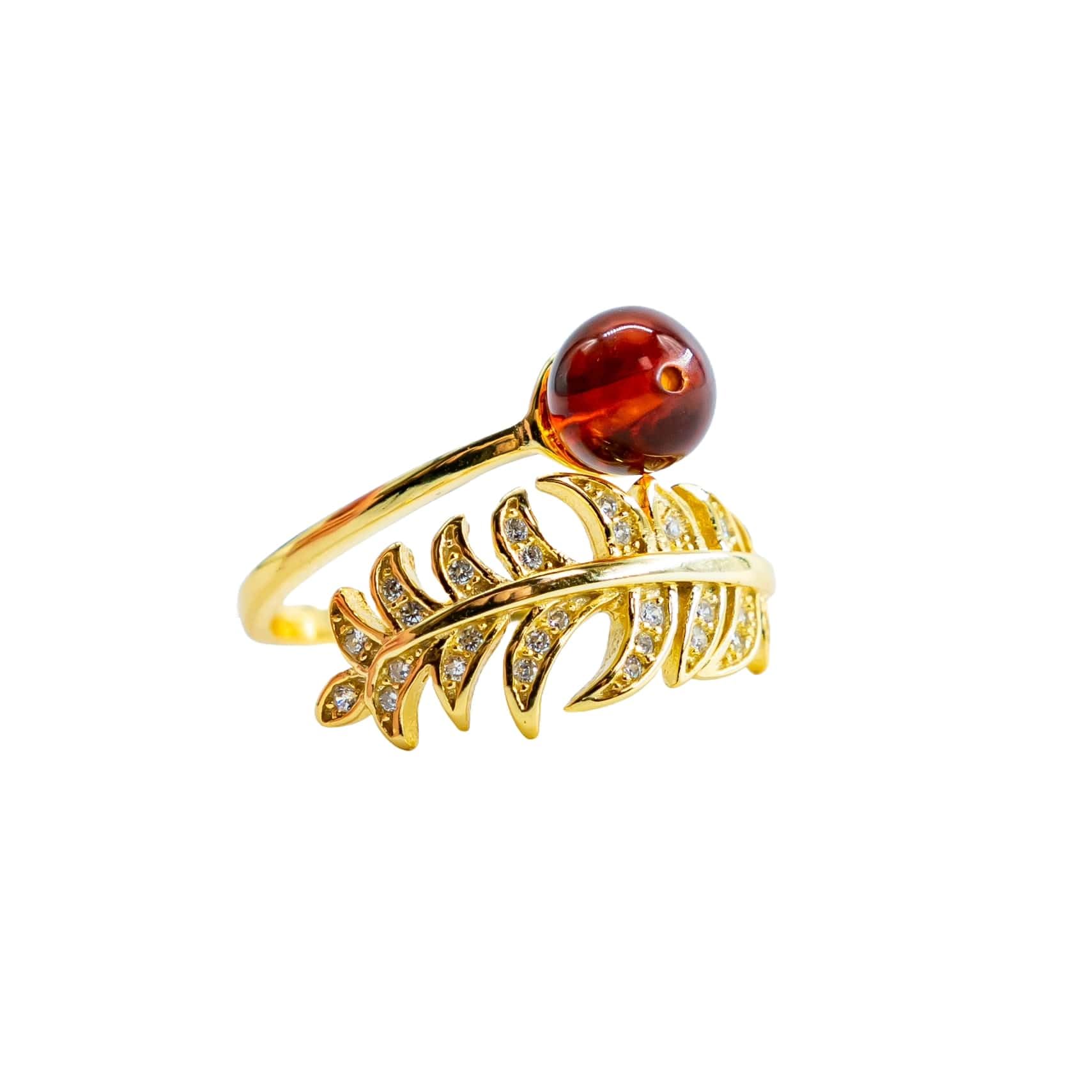 Handmade Baltic Sphere Amber Ring Authors design