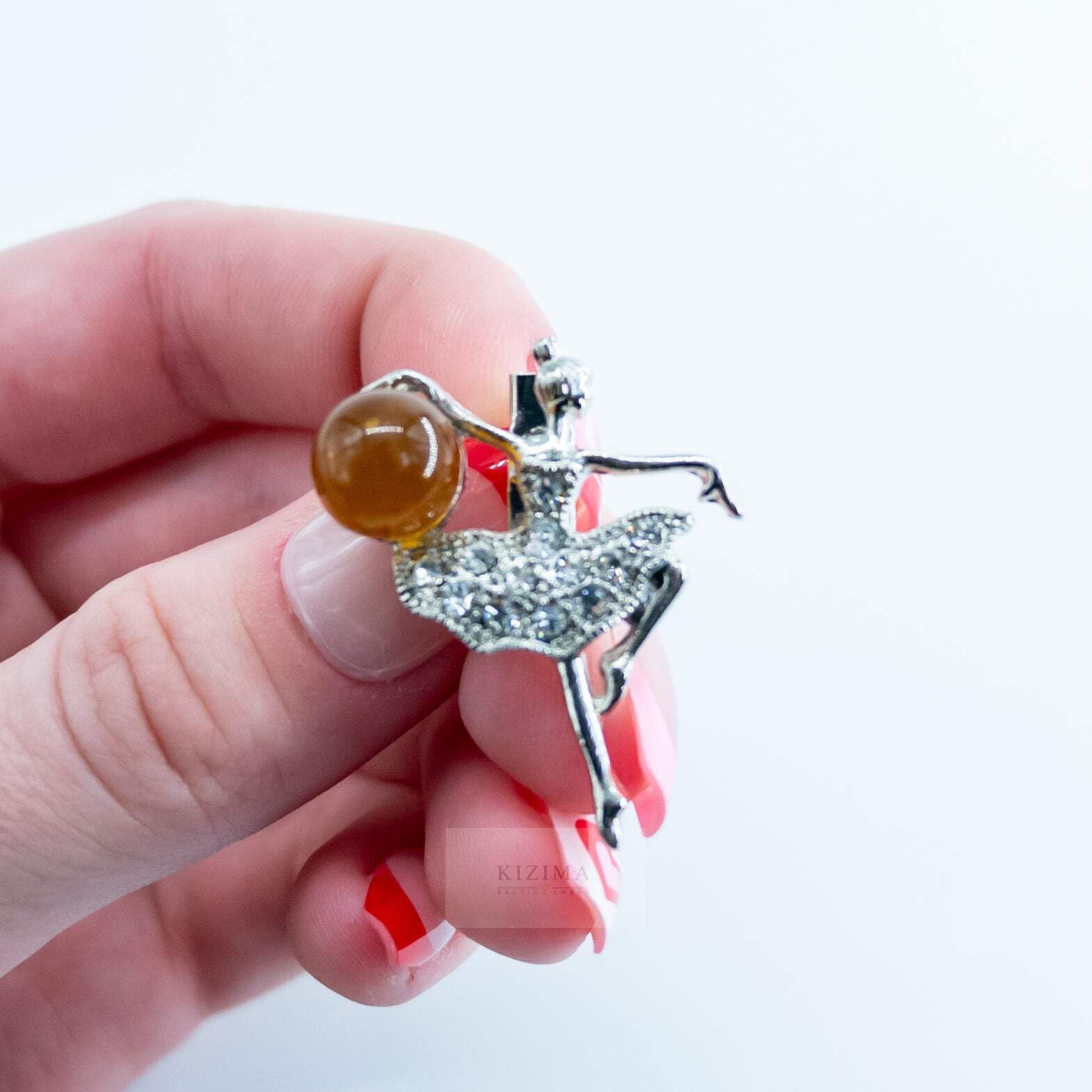 USA Brooch Ballerina HANDMADE Amber Valentine's Day Gift KIZIMA