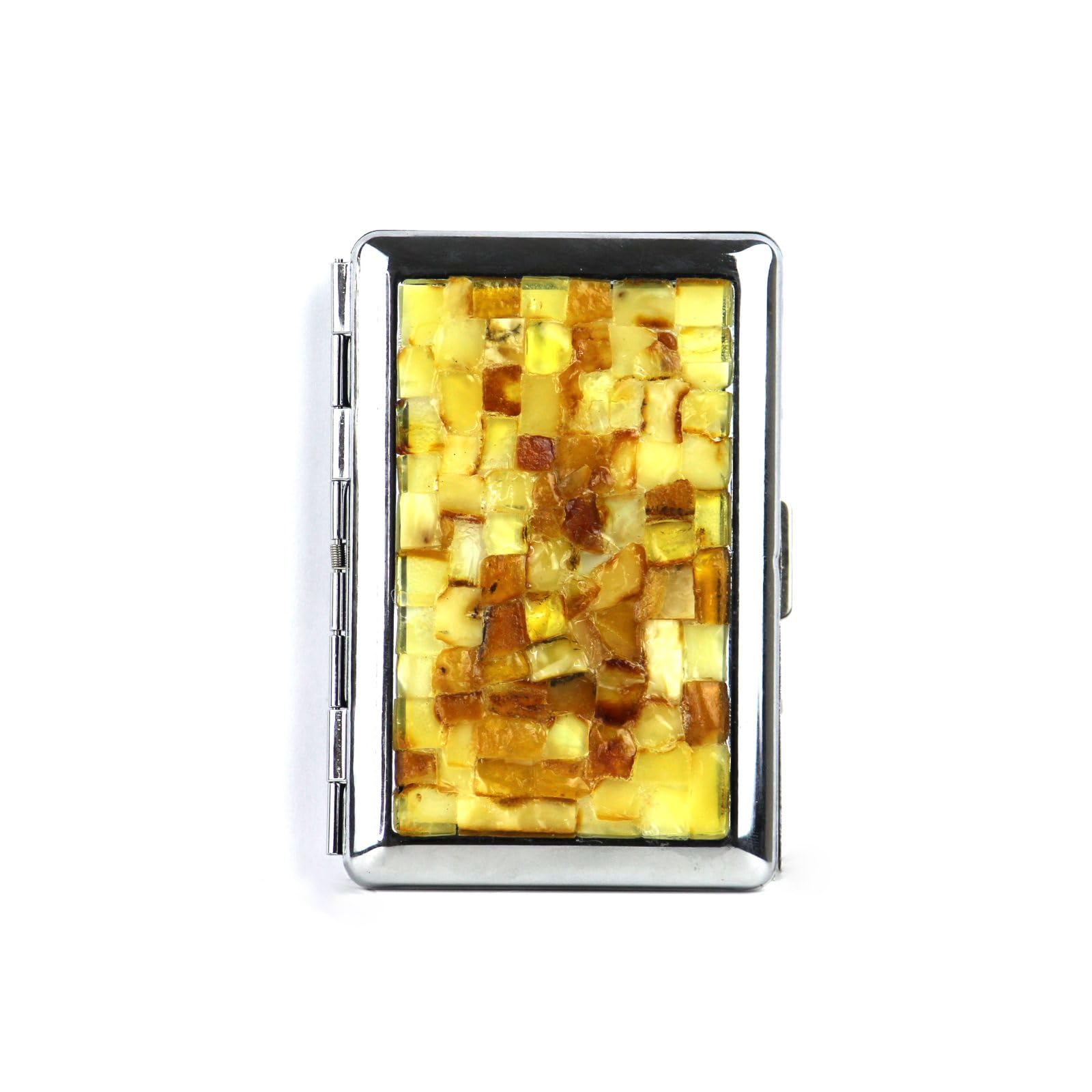 USA Handmade Business Card Storage Decorated with Natural Baltic Amber KIZIMA