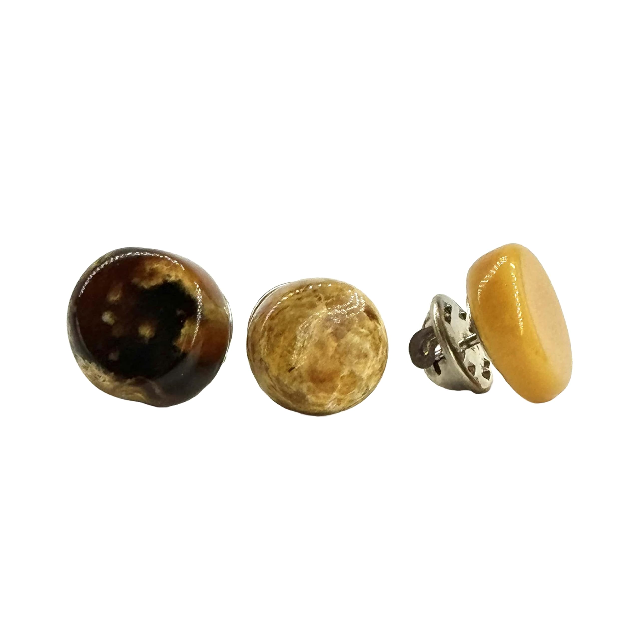 Amber brooch handmade with natural Baltic button
