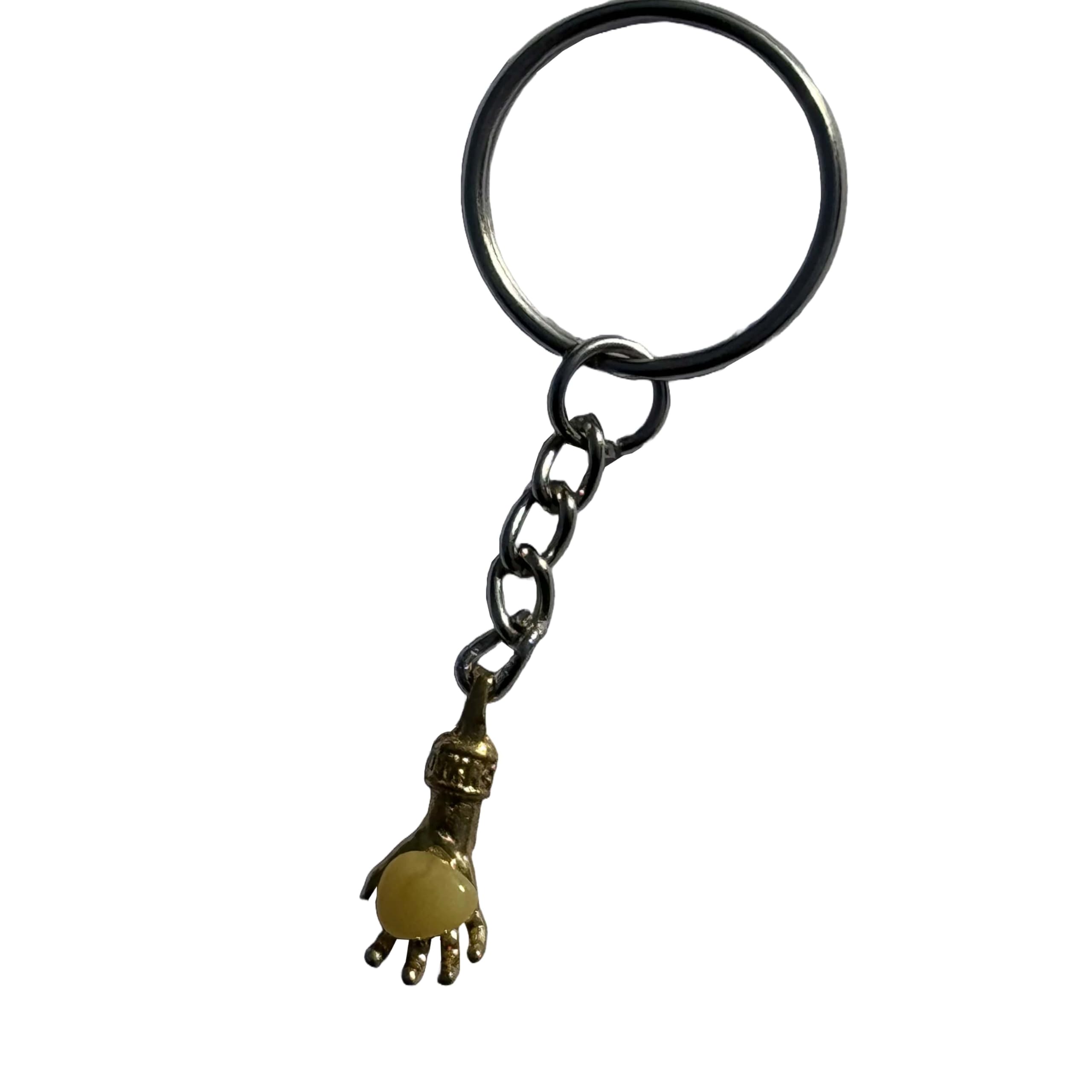 USA Handmade Baltic Amber Hand Keychain, Handmade Good Luck Charm, Yellow, KIZIMA