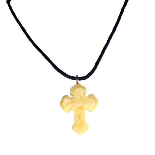 USA Cross Pendant Classic Christ Natural Baltic Amber Handmade New York Brooklyn KIZIMA