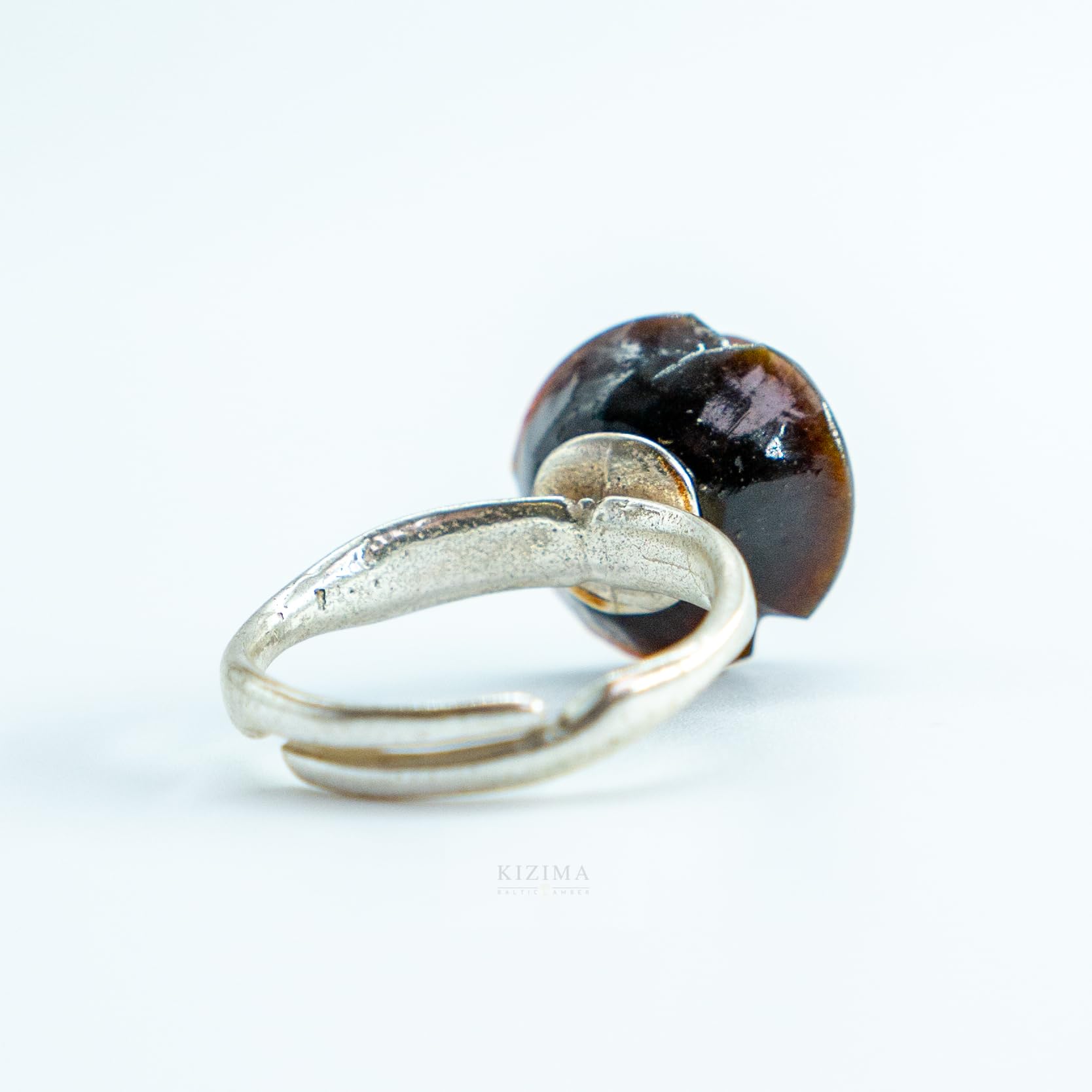 Certified Handmade Natural Dark Red Amber Rose Ring Authors design