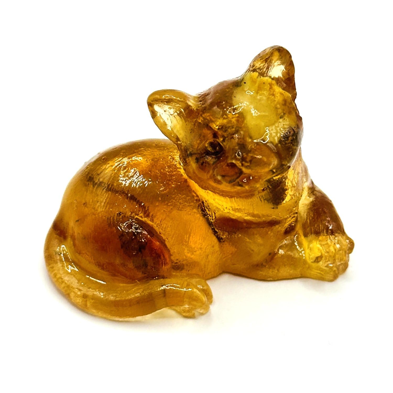 USA Handmade Baltic Amber Cat Figurine, Genuine Amber Home Decor, Decorative Christmas Gift, KIZIMA