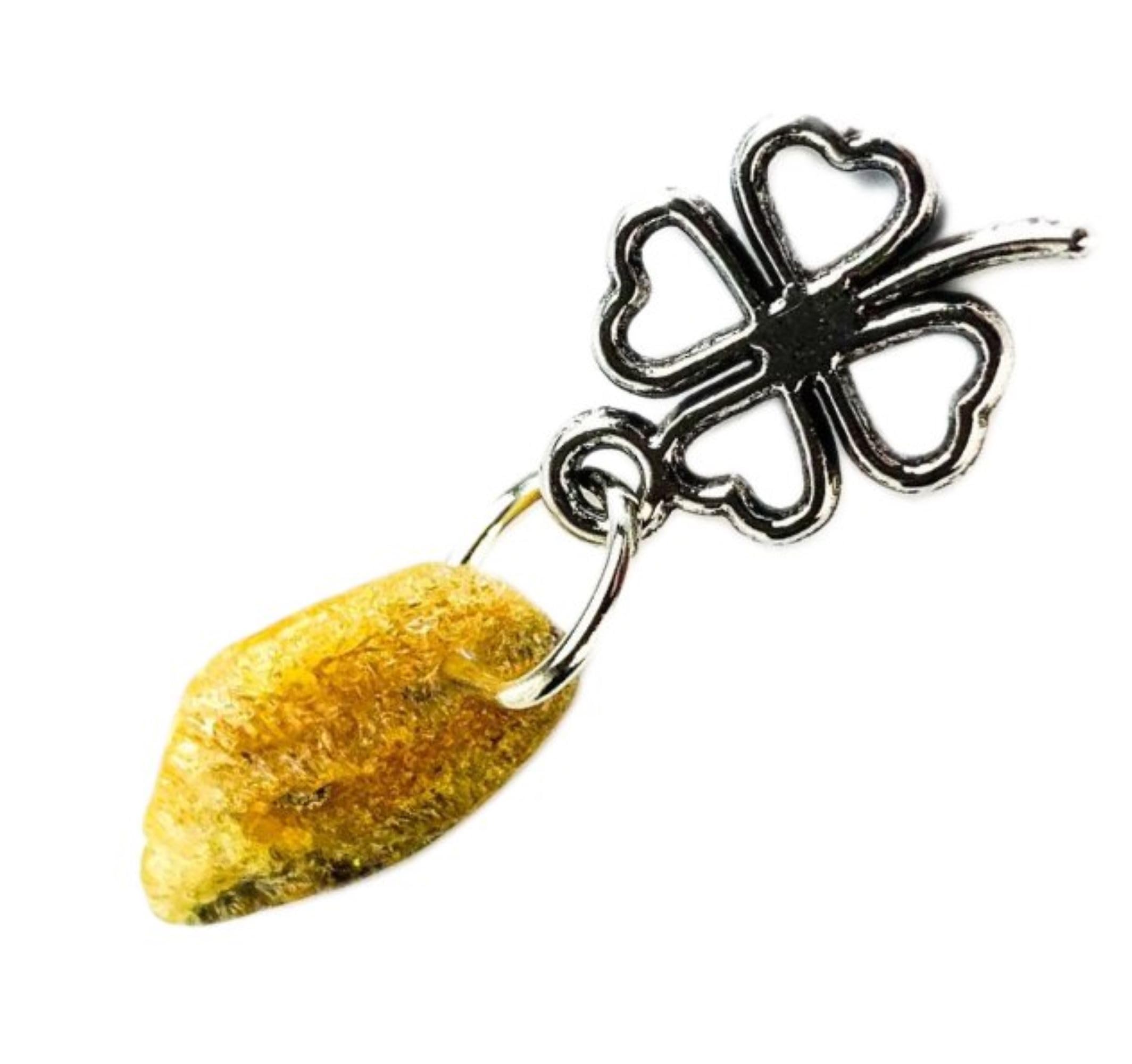 USA Hamdmade Amulet Talisman Four-leaf clover Clover Baltic amber KIZIMA