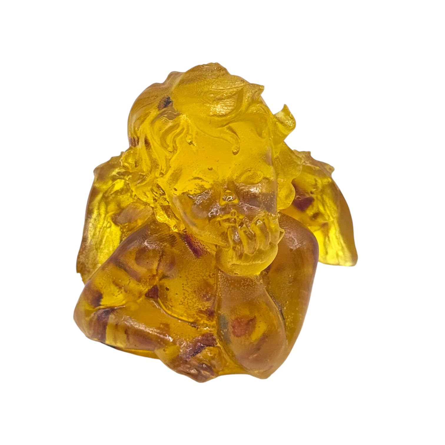 KIZIMA USA Handmade Angel Figurine with Amber, Decorative Home Statue, Golden and Yellow
