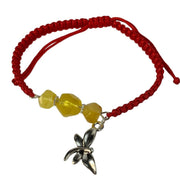 Handmade bracelet made of natural Baltic amber red thread
