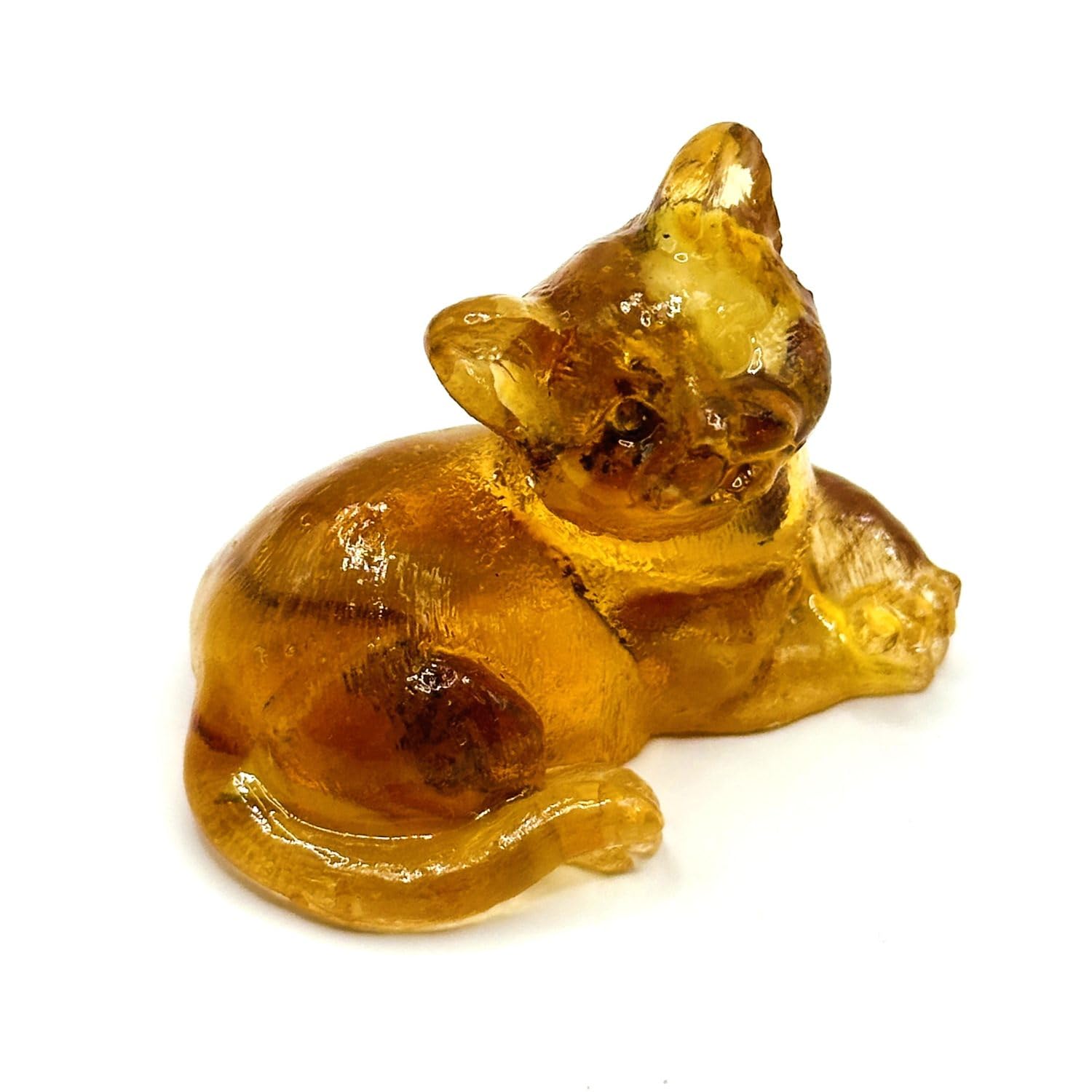 USA Handmade Baltic Amber Cat Figurine, Genuine Amber Home Decor, Decorative Christmas Gift, KIZIMA