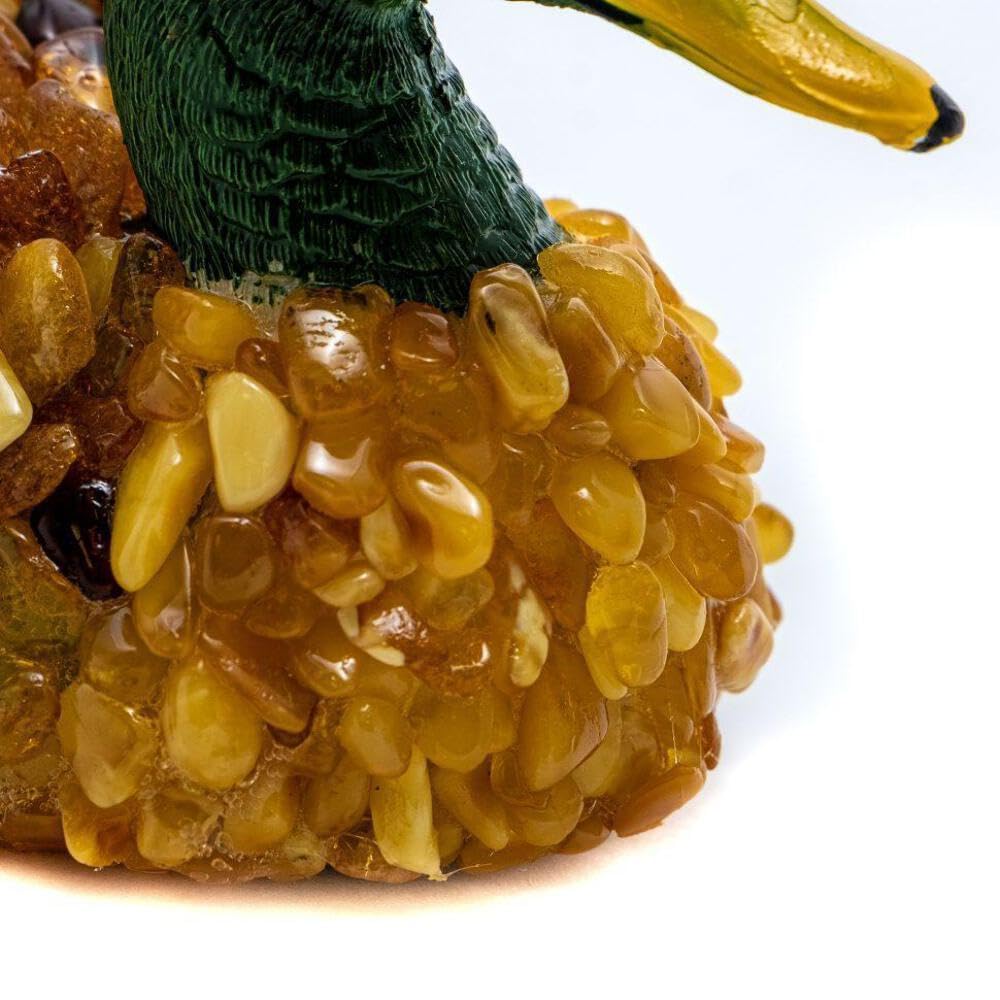 KIZIMA USA Handmade Figurine Souvenir Baltic Amber Duck Handmade Statuette Duck Sculpture Home Decor Souvenir Gift Unique Amber