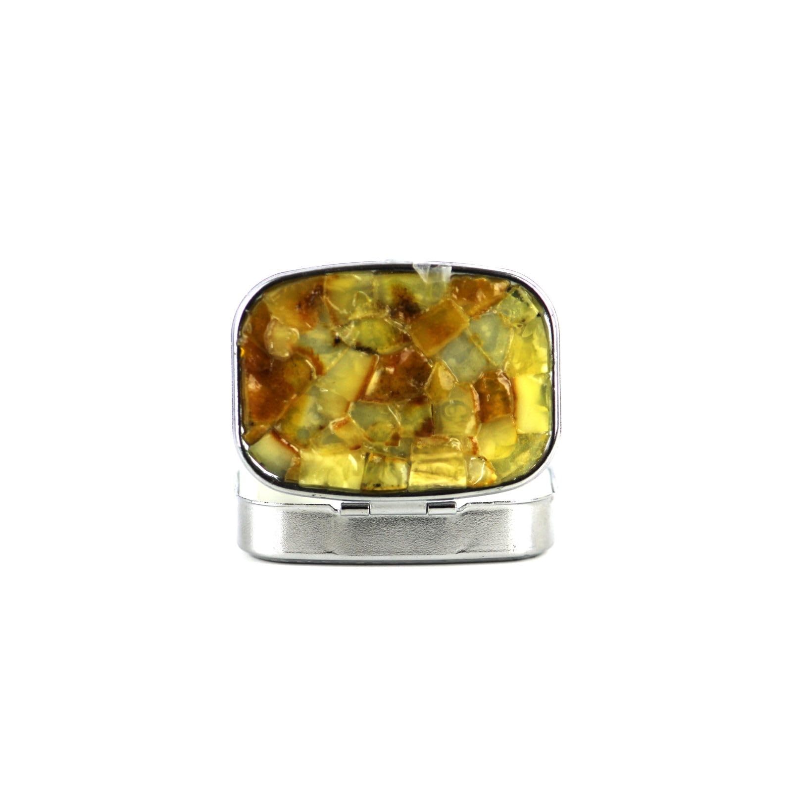 USA Handmade Business Card Storage Decorated with Natural Baltic Amber KIZIMA