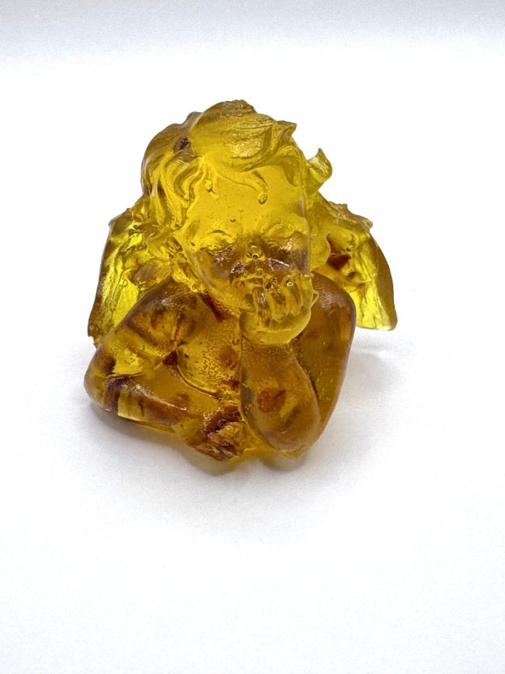KIZIMA USA Handmade Angel Figurine with Amber, Decorative Home Statue, Golden and Yellow