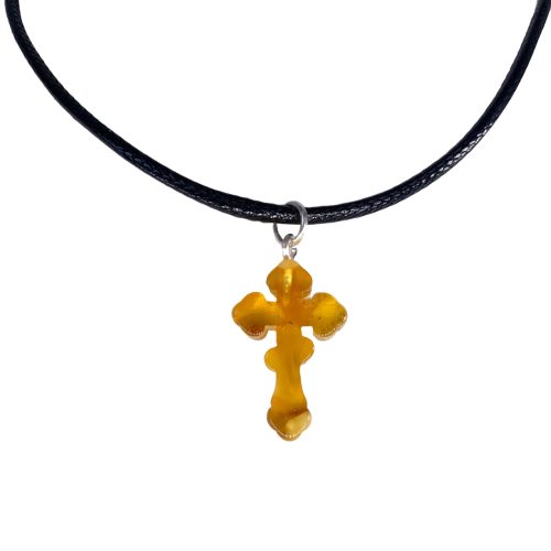USA Cross Pendant Classic Christ Natural Baltic Amber Handmade New York Brooklyn KIZIMA