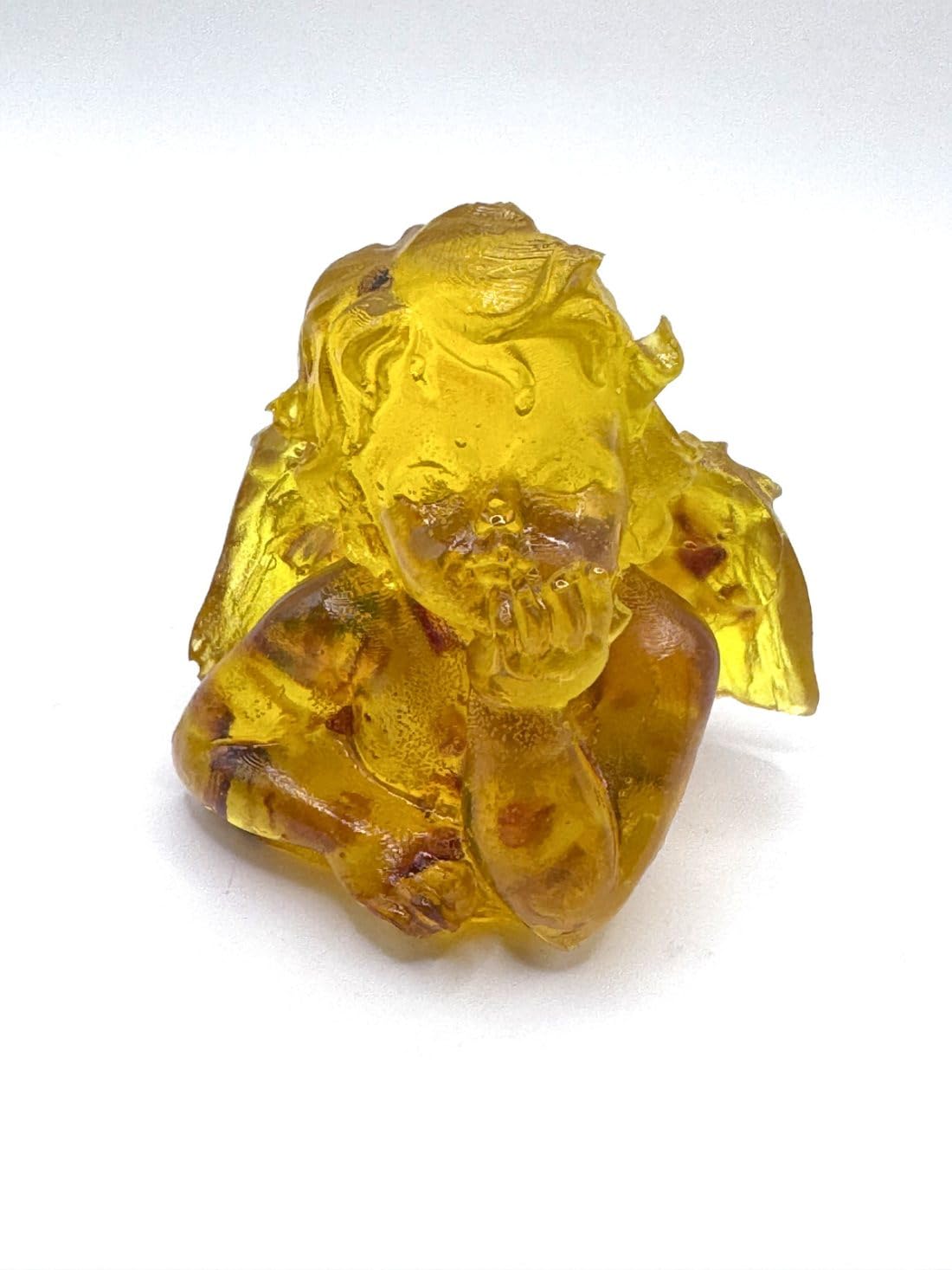 KIZIMA USA Handmade Angel Figurine with Amber, Decorative Home Statue, Golden and Yellow