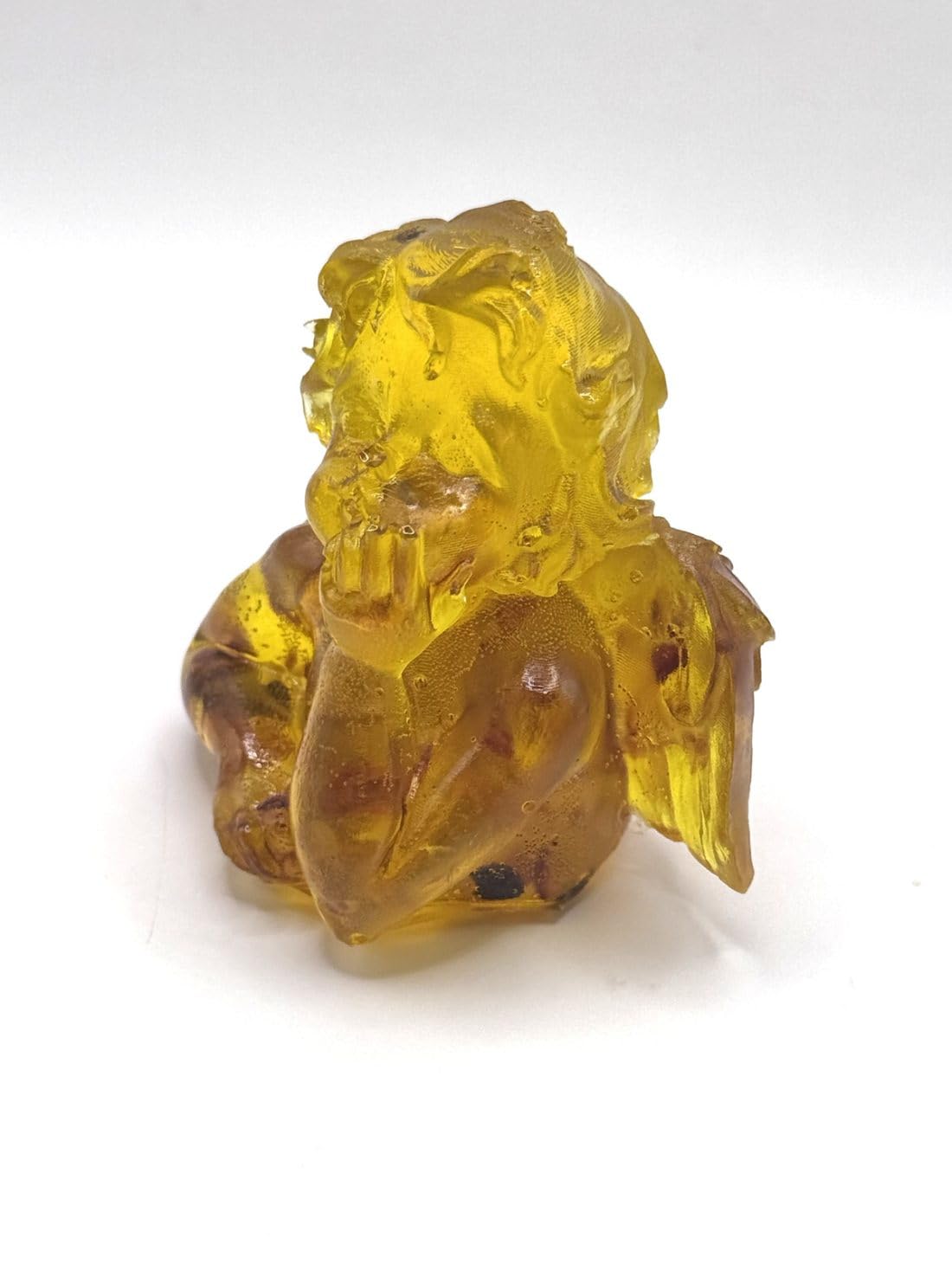 KIZIMA USA Handmade Angel Figurine with Amber, Decorative Home Statue, Golden and Yellow