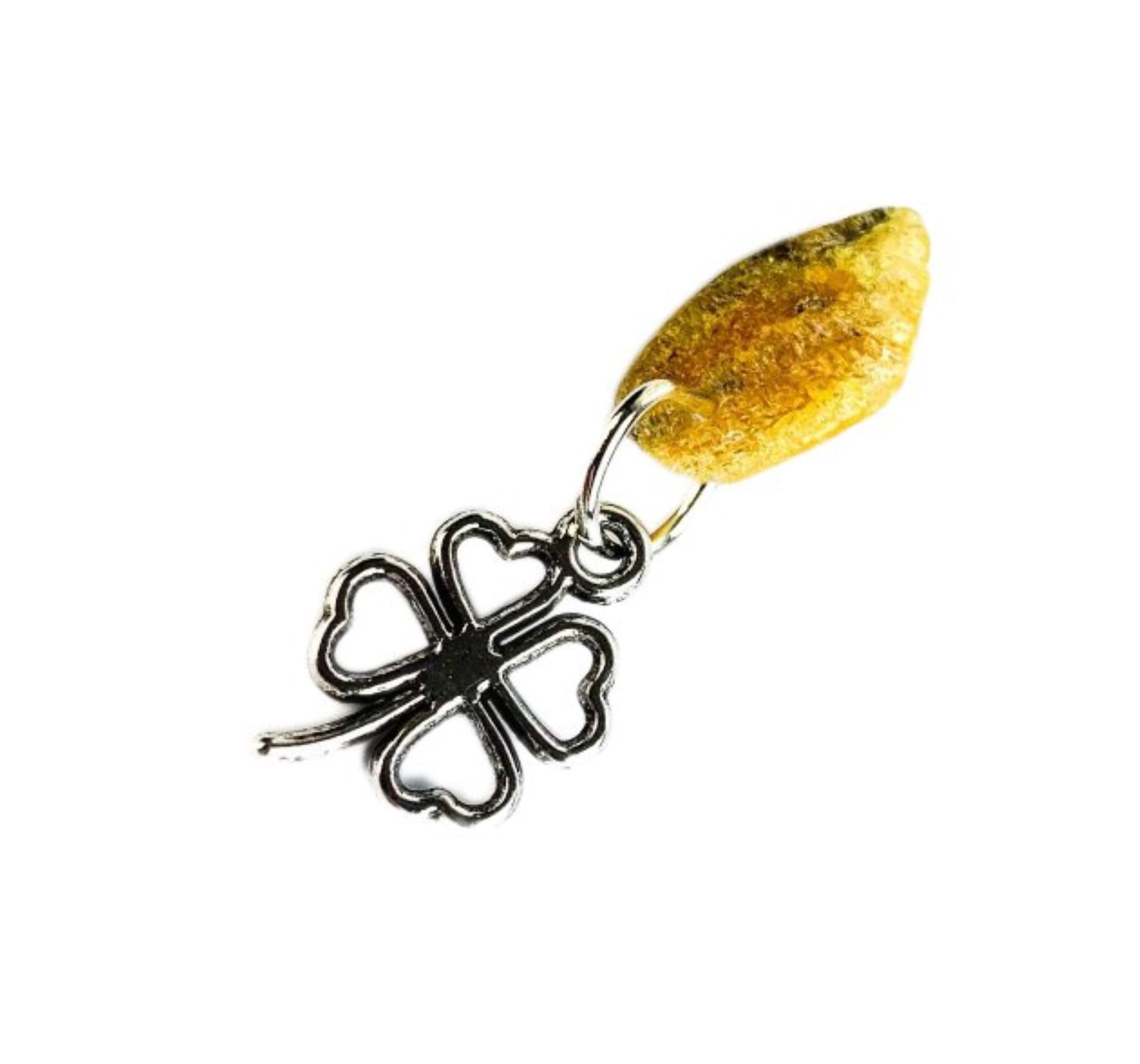 USA Hamdmade Amulet Talisman Four-leaf clover Clover Baltic amber KIZIMA